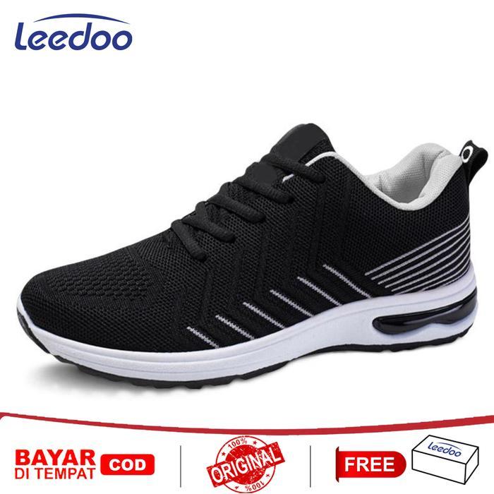 Eiger - Sepatu Running Pria Casual Karet Sepatu Sneakers Nyaman Sepatu Lari Cowok Hitam Merah Sepatu