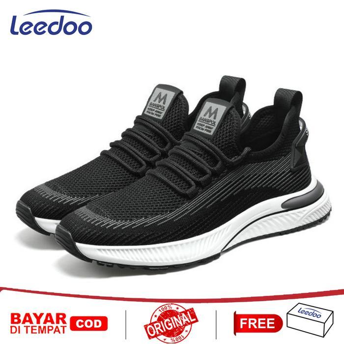 Eiger - Sepatu Sneakers Pria Casual Sepatu Jogging Hitam Sepatu Fashion Cowok Kekinian Antiselip
