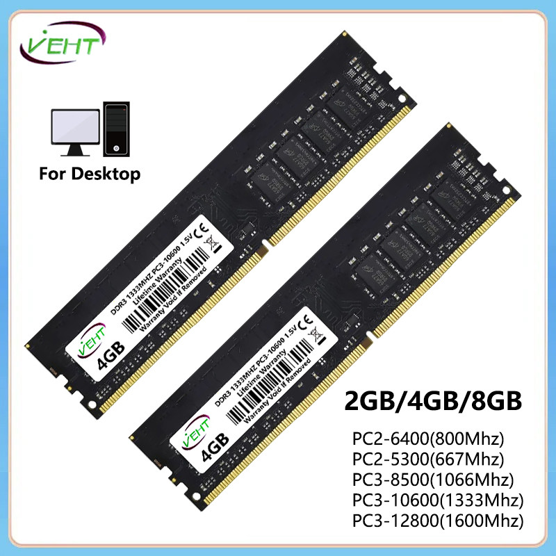 DDR2 DDR3 2GB 4GB 8GB DIMM Desktop Memoria Ram PC3 1066 1333 1600Mhz 1.5V PC2 667 800Mhz 1.8V 240Pin