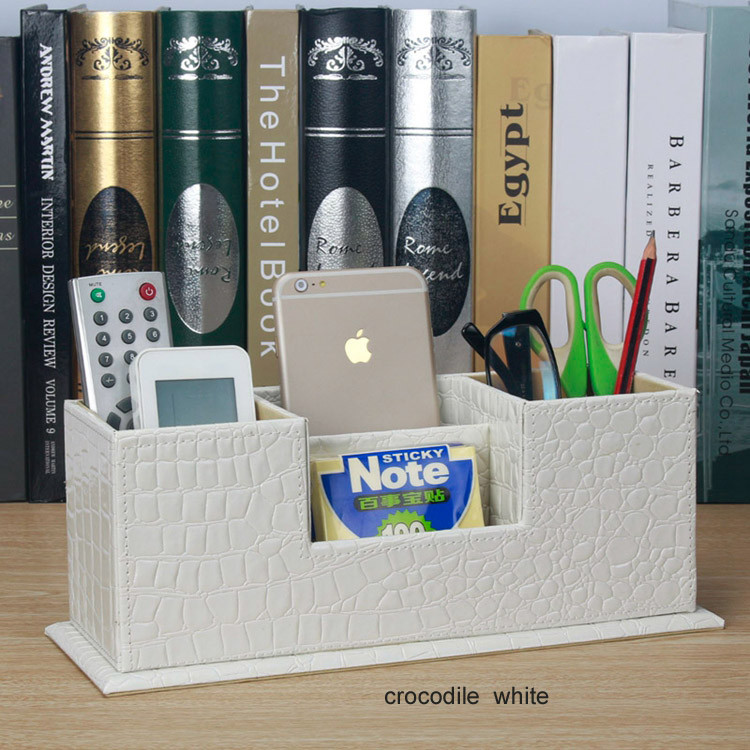popular creative wooden leather office pen holder school pencil case desk stationery organizer makeu