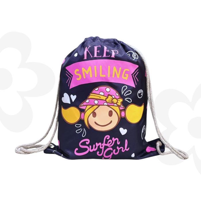 BOOM SALE Surfer Girl Summer Festival Shopping Bag Backpack 253ASBB001NVY Surfer Girl drawstring bag