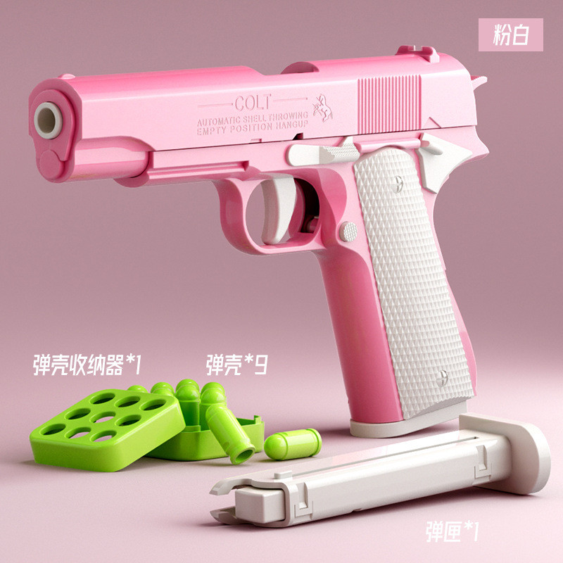 Stress Relief Simulation Model Gun Continuous Throwing Hanging Revolver Launcher Toy Gun Outdoor