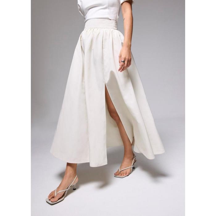 0dp6- Love Bonito - Rok Wanita - Zoe Flare Maxi Skirt - Ivory, Xl