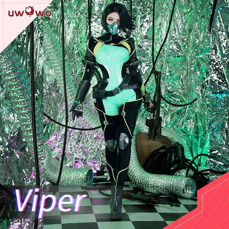  UWOWO Game Valorantt Viper Cosplay Costume with Face Mask Accessories Women Bodysuit
