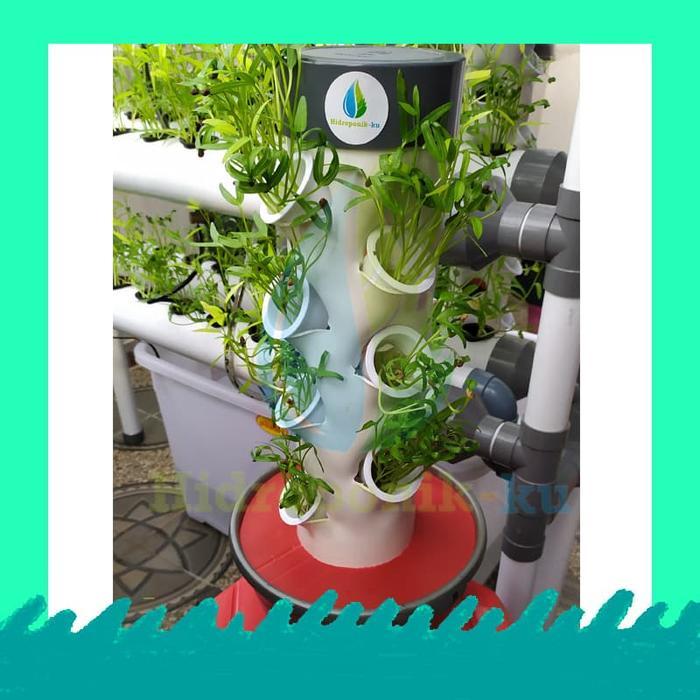 Paket Hidroponik Ku, Mini Vertikal Hidroponik Set 14 Lubang Siap Pakai