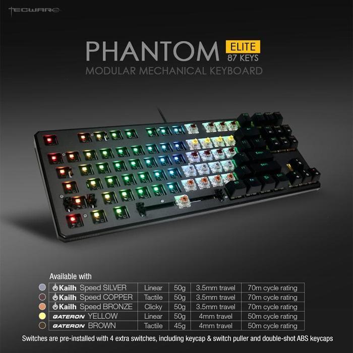 Tecware Phantom Elite 87 RGB Mechanical Keyboard - Gateron Yellow