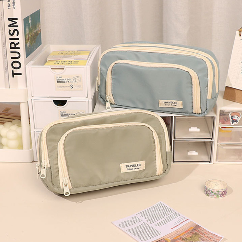Large Capacity Pencil Bag Aesthetic School Cases Girl Korean Stationery Holder Bag Children Pen Case