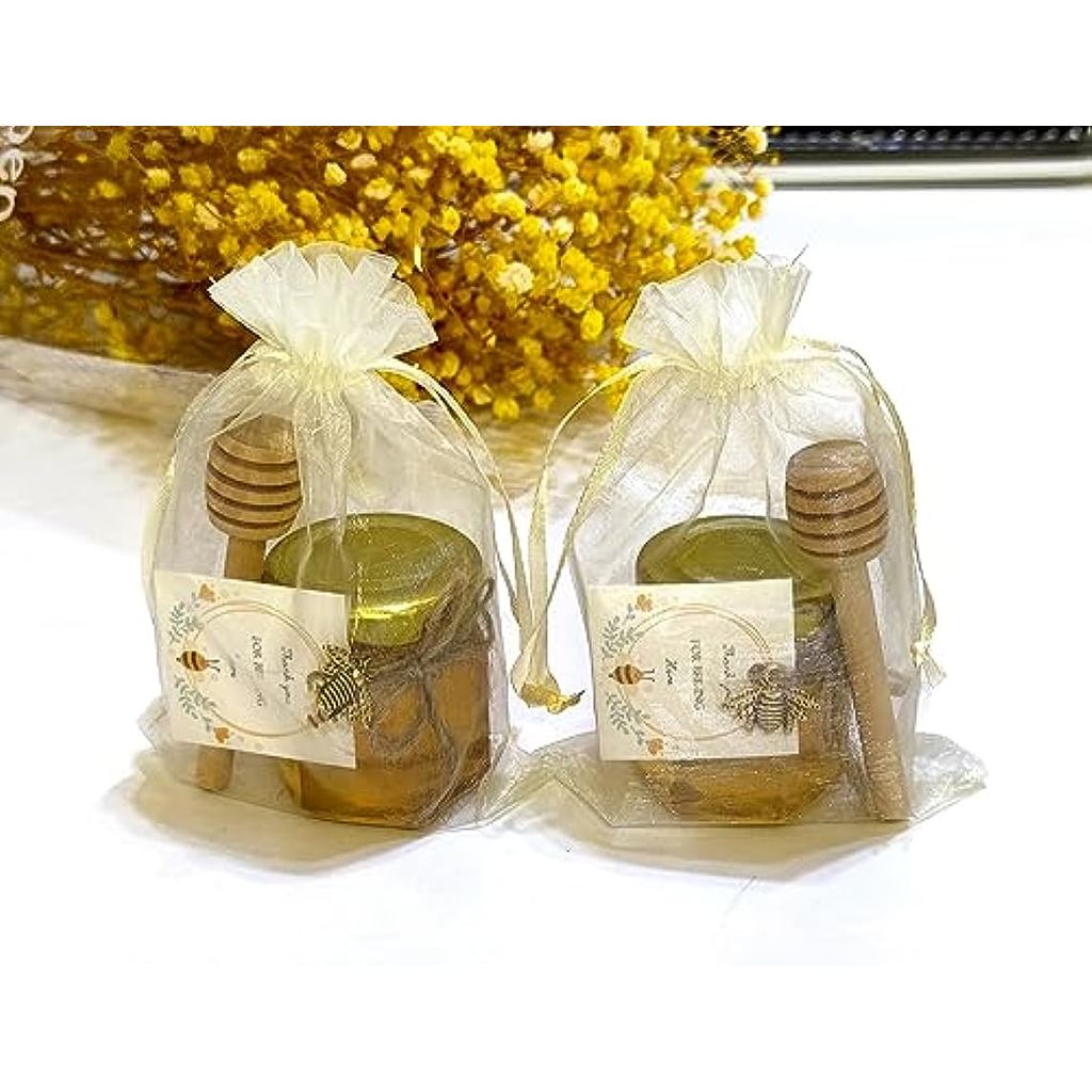 Mini hexagonal glass honey pot set - small honey pot - honey pot with golden lid, suitable for baby 
