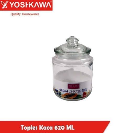 Food Storage Glass Toples Tinggi Tutup Press Tekan Karet Kedap Beling Kaca Bening Yoshikawa 620ML Ca