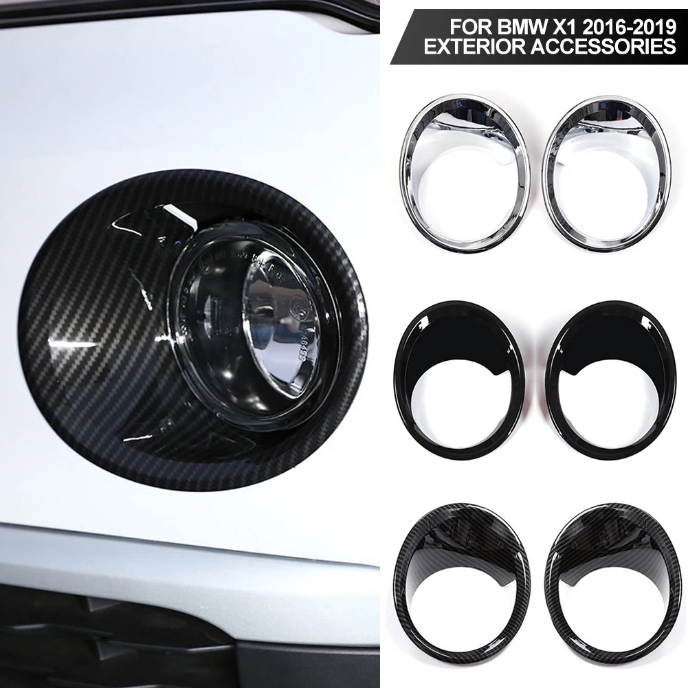 2pcs ABS Carbon Fiber Car Styling Front Fog Light Frame Lamp Ring Cover Trim for BMW X1 F48