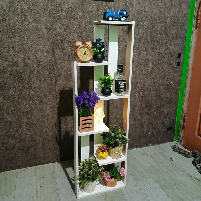 Rak Pot Bunga Hiasan Rumah Spesial 1 Meter Putih Bahan Kayu MDF/HDF Tinggi 1 Meter Bisa Dilantai Dan