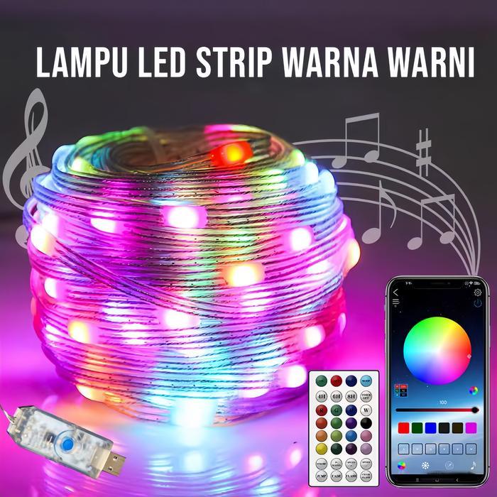 Lampu Led Strip Hias 5/10Meter Dekorasi Bluetooth/ Lampu Layangan / Lampu Strip + Remot/ Lampu LED