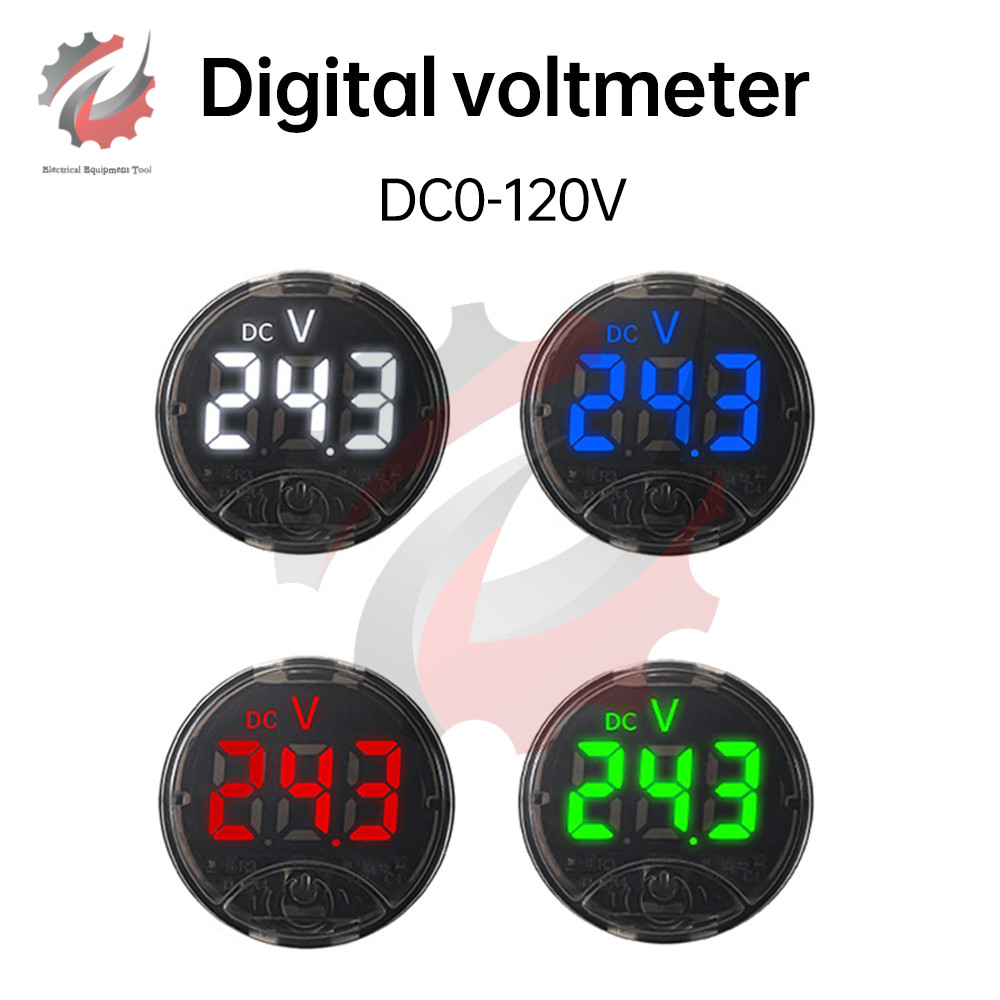 Car Voltmeter DC7-120V/DC 0-120V LED Digital Display Round Touch Control Voltmeter Voltage Tester Me