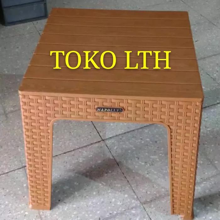 Meja Plastik Motif Rotan Anyaman Napolly / Meja Coklat / Meja Taman