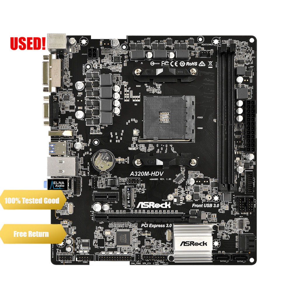 ASROCK AMD A320 Chipset AM4 Interface A320M-HDV Desktop PC Motherboard Micro-ATX
