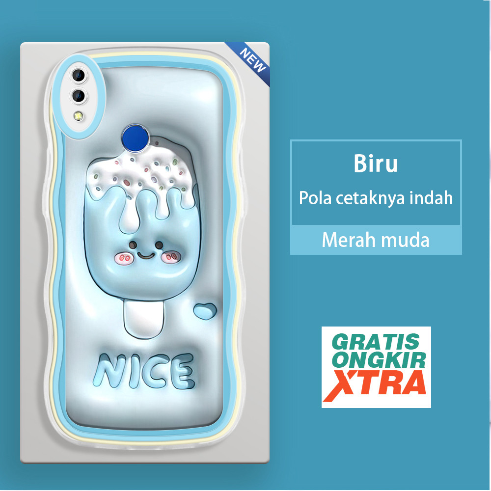 Casing HP Realme 2 3 pro C2 C2S C61 C63 C65 C67 12LITE C75 A1K  Pola Es krim 3D  Soft Case Nyaman Tr