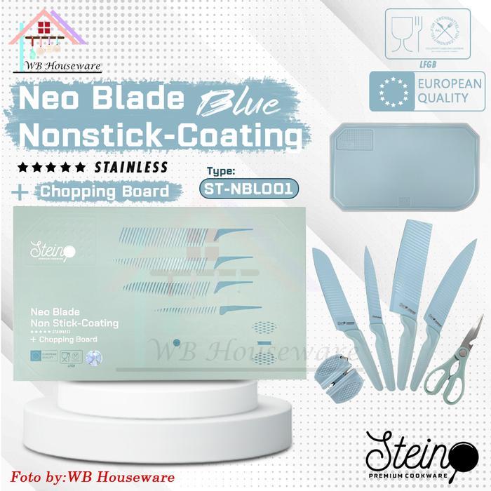 STEIN STEINCOOKWARE Neo Blade Stainless Steel Knives Set Blue/non stick knife Alat masak Pisau Baja