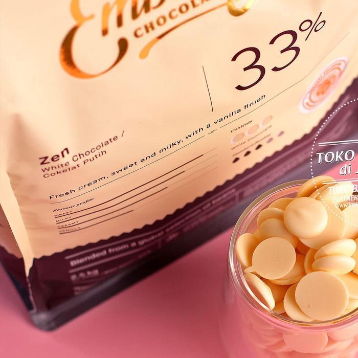 Embassy Chocolate - Zen 33% 2,5Kg White Couverture Tulip Cokelat Putih Coin Coklat Koin New