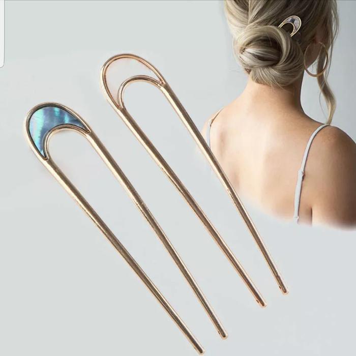 0jf5- Tusuk Sanggul Bentuk U Jepit Rambut Gaya Jepang Vintage Bahan Metal