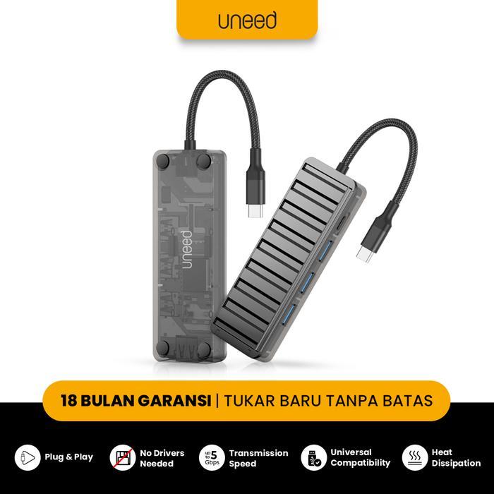 fq6n- Uneed Glaze Usb Hub 4 Port Usb A 3.0 & Type C Support 2Tb - Uuh106