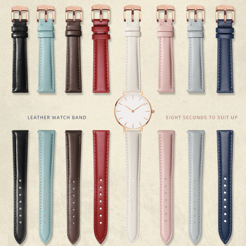 Soft Cowhide Watchband For Casio Citizen Fossil Plain Watch Strap Dw 12Mm 14Mm 16Mm 18Mm 20Mm Ladies