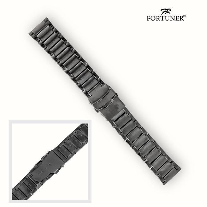 FORTUNER RANTAI JAM TANGAN STAINLESS STEEL UKURAN 22 24 26 MM PANJANG 19CM SILVER HITAM TANPA LOGO