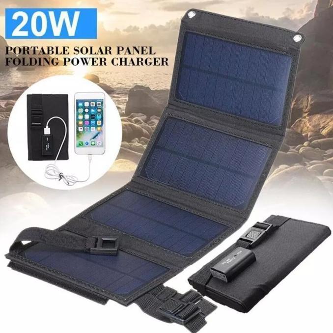 Solar panel charger tenaga surya lipat 20w, charger lipat solar