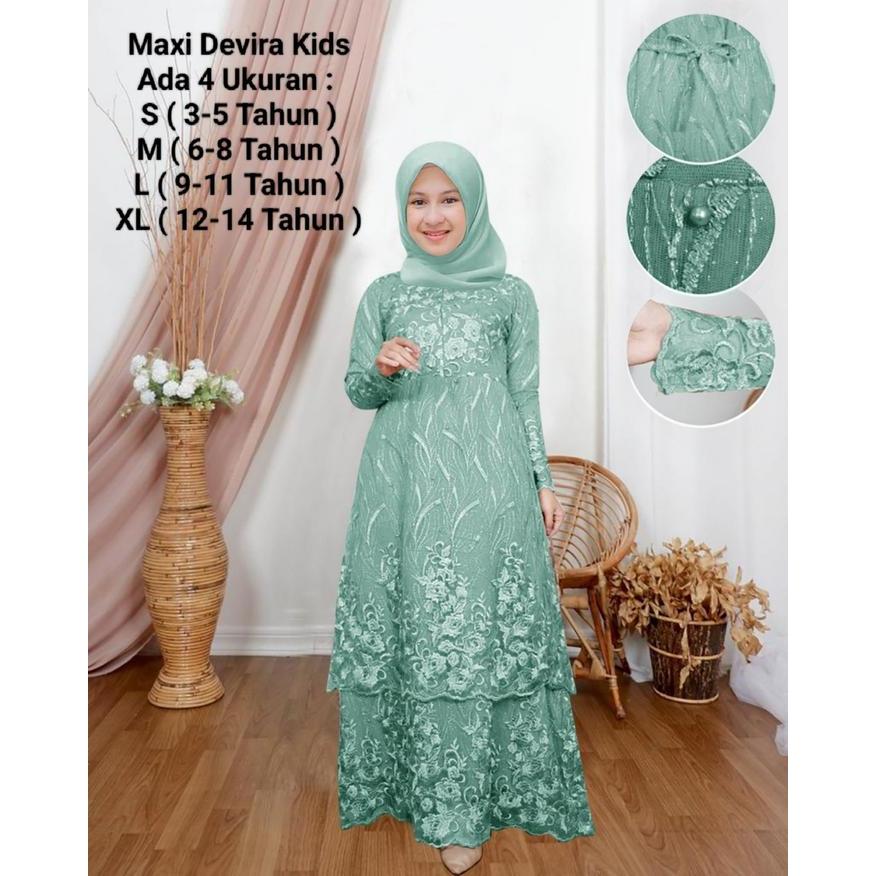 ec9o- Alf-Gamis Anak Perempuan Dan Remaja Model Dress Susun Brokat Terbaru-Maxi Devira