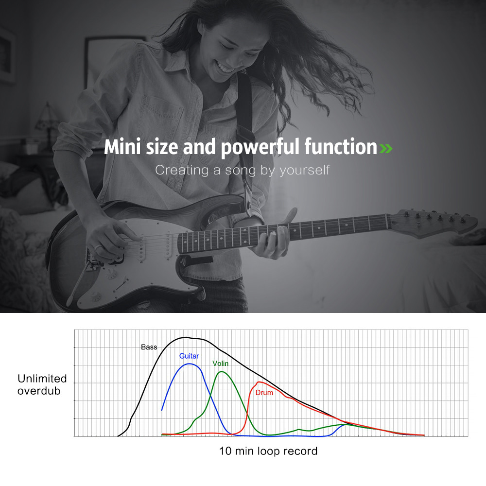 ammoon AP-09 Nano Loop Electric Guitar Effect Pedal Looper True Bypass Unlimited Overdubs 10 Minutes