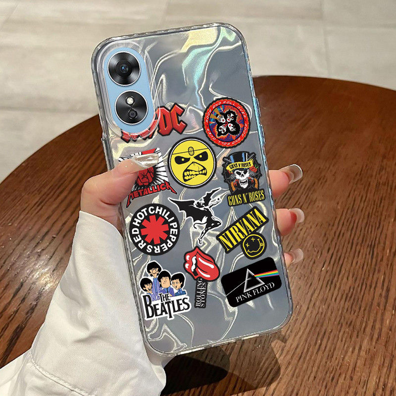 Casing Hp OPPO A17 OPPO A17K Case Casing Pola Ikon kepribadian HP Kasing Kasus ponsel transparan mew