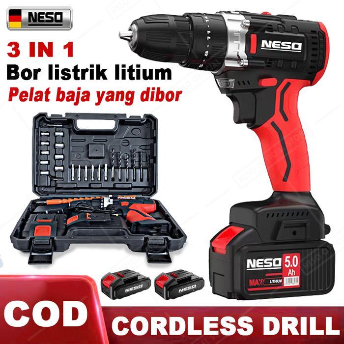 Terlaris - NESO 3in1 Mesin Bor Listrik Bor Baterai Bor Listrik Bor Tanpa kabel Mesin Cordless
