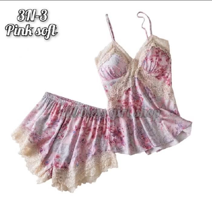 Lingerie Setelan Celana Pendek Satin