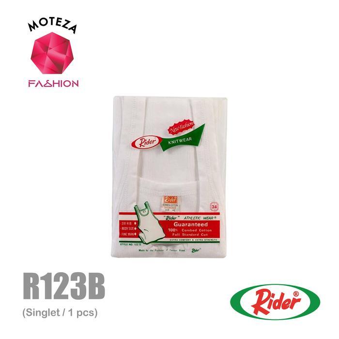Re0H- Kaos Dalam Oblong Singlet Kutang Pria T-Shirt - Rider R 123 B /R123 - Putih Tank Top Katun