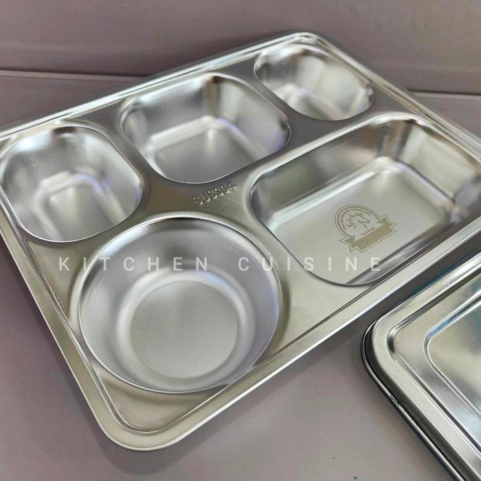 Tray Makan 5 Sekat Stainless Steel 304 / Kotak Makan / Wadah Makanan / Food tray Stainless Steel 304