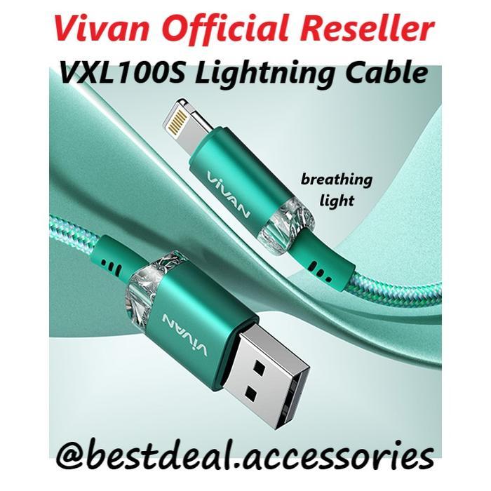 Vivan VXL100S LED Kabel Charger Data Cable Iphone Lightning 2.4A 100cm