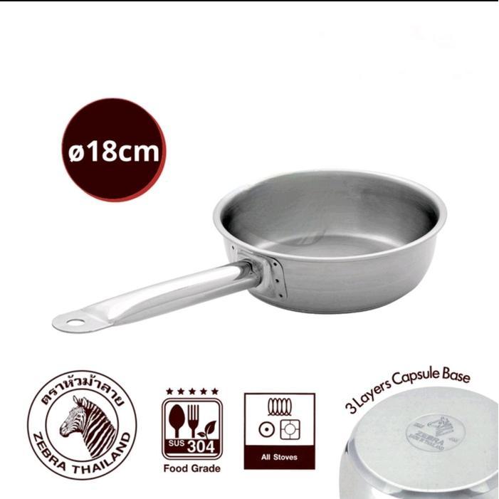 Frying Pan Zebra 18 Cm Estio Pro 175088 - Wajan Penggorengan Kuali Stainless Terlaris