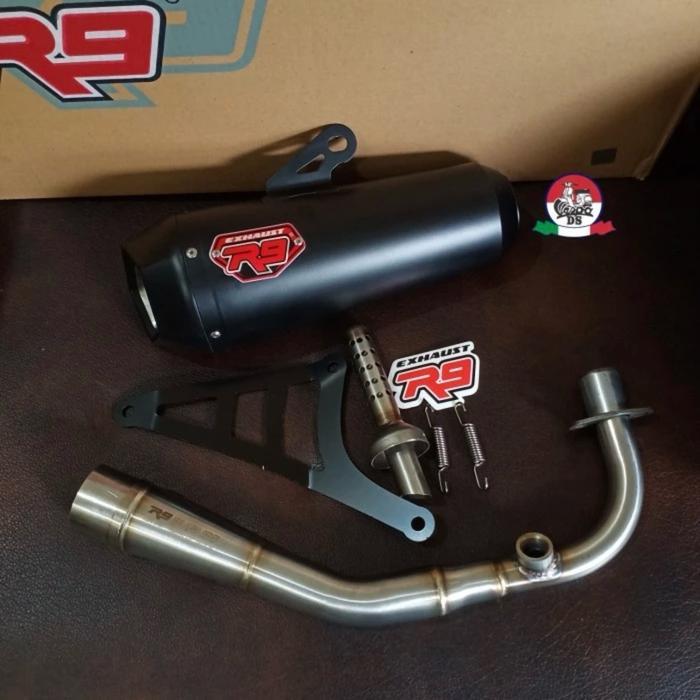 Knalpot R9 Alpha Black Vespa Sprint Primavera S LX LXV