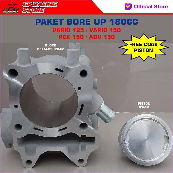 Paket Bore UP Vario 125/Vario 150/PCX 150/ADV 150- Block Ceramic - Piston 63 MM - BRT Promo 1705