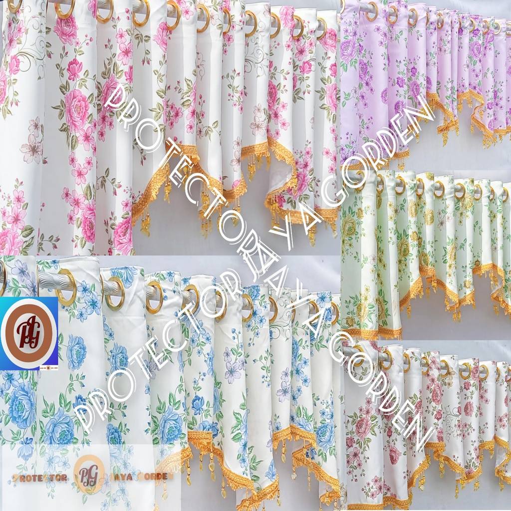 Gorden Poni/Poni Gorden Atas Pintu Bahan Blackout Shabycik Ungu Pink Hijou Coklat Biru Model Smokrin