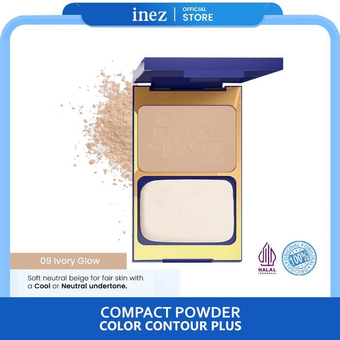 v89n- Inez Compact Powder 09 Ivory Glow Bedak Wajah Padat Color Contour Plus