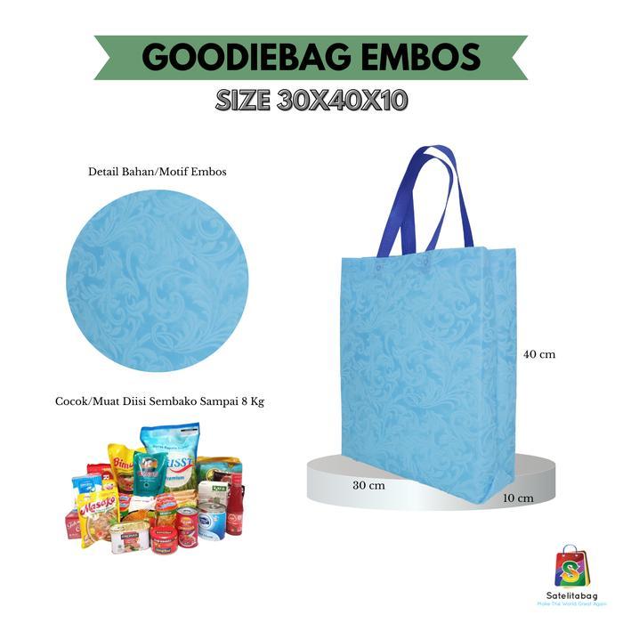 4lcj- (Isi 12 Pcs ) Tas Spunbond Goodiebag Motif Embos Timbul Batik 3D Dan Flow Hajatan