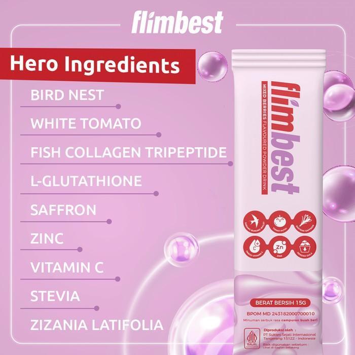 lk5v- Promo Flimbest Vip Collagen 1 Box 10 Sachet 5000Mg L-Glutathione 300Mg & 100% Vitamin