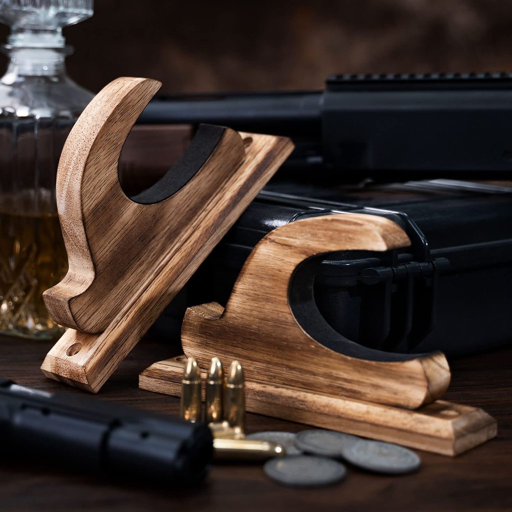 &Wall Mounted Solid Wood Hunting Guns Rifle Brackets Display For Men Airsoft Airgun Firearms G17 M16