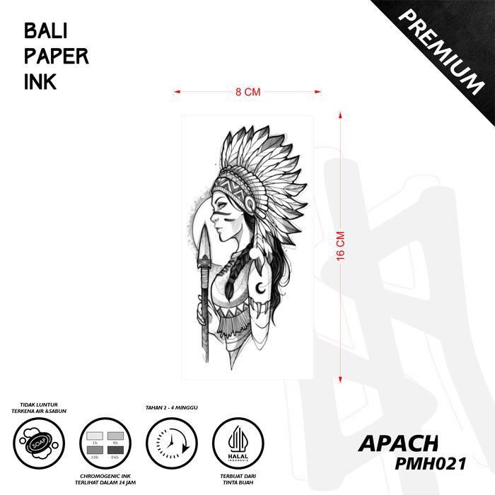 Tato Apache Girl PMH021 Stiker Tato By Bali Paper Ink Temporary
