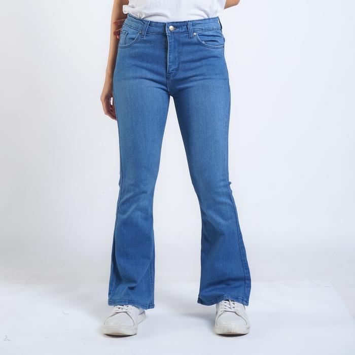 Celana Cutbray Jeans Panjang Wanita Longpant Denim Polos Fit Xxl Bigsize Lexi Biru Jeans Soft Muda