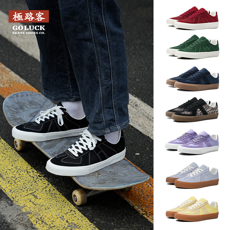 Goluck Unisex Casual Shoes Profession Skate Shoes Men Women Lace-Up Suede And Canvas Sneakers