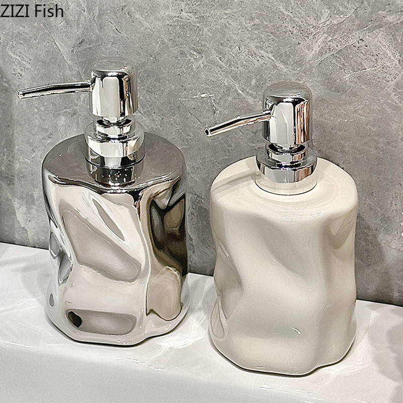 Creative Wrinkle Ceramic Hand Soap Dispenser Hotel Hand Soap Bottle Bathroom Lotion Bottle Soap Pump