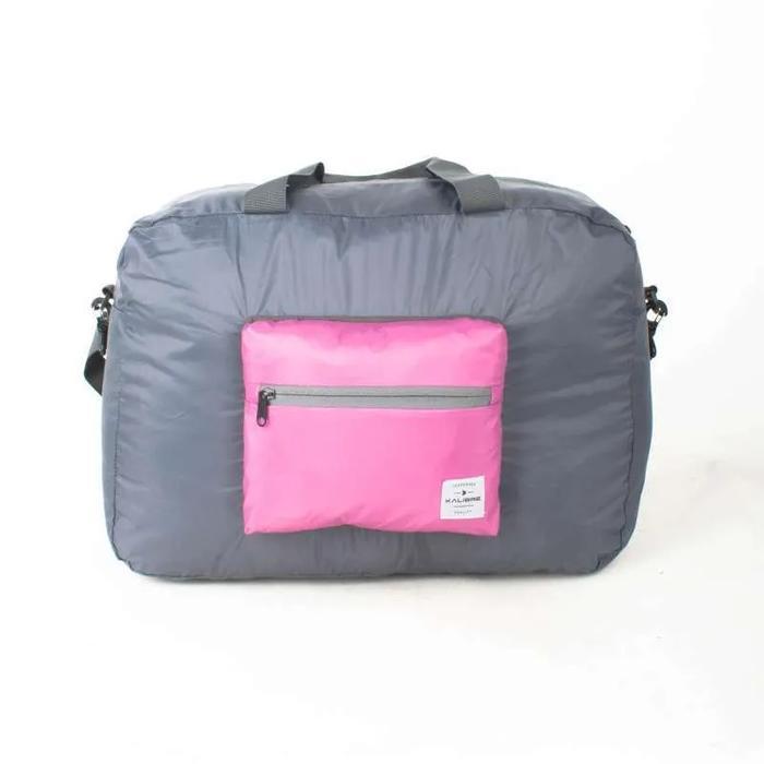 Tas Lipat Kalibre Travel Foldable Bag 22L Abu Pink 931078999 Selempang Jinjing Pakaian Pria Wanita