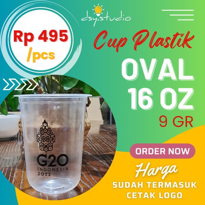 Sablon Cup Plastik PP 16 OZ OVAL - 9 GR Merk Polycup