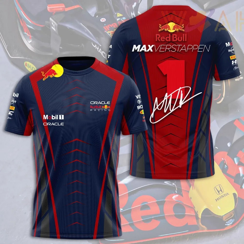 Summer Red Bull Racing Men's T-shirt 3D Printed Motorcycle T-shirt Red Bull Short Sleeve Outdoor